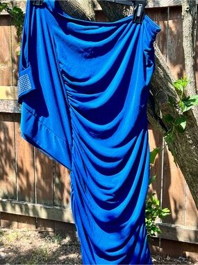 Y2k Goddess ruffle club studded crystals mini dress royal ruched peacock vintage